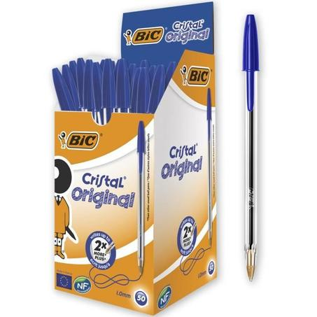 BOÎTE DE 50 STYLO BIC CRYSTAL 1.MM